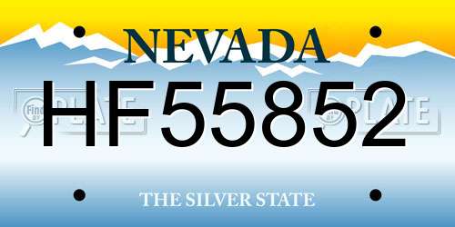 HF55852 Nevada License Plate
