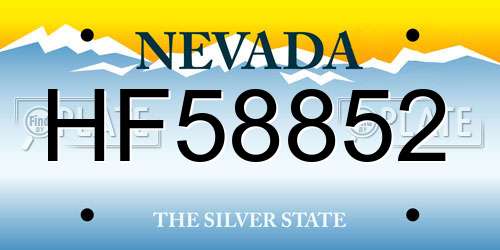 HF58852 Nevada License Plate