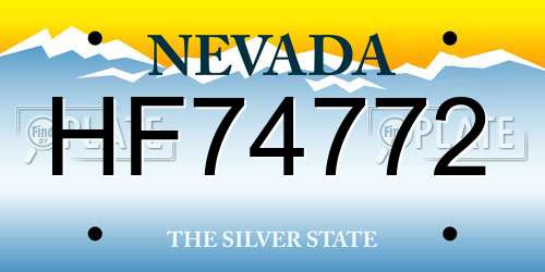 HF74772 Nevada License Plate