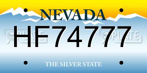 HF74777 Nevada License Plate