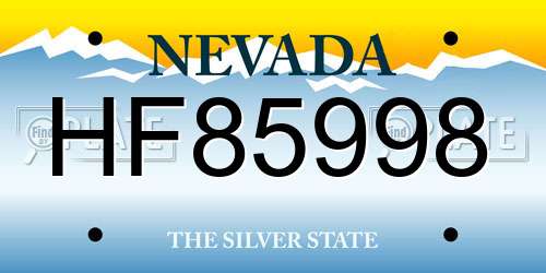 HF85998 Nevada License Plate