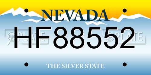HF88552 Nevada License Plate