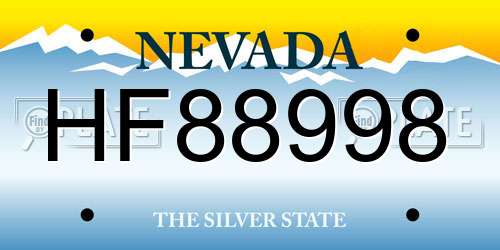 HF88998 Nevada License Plate