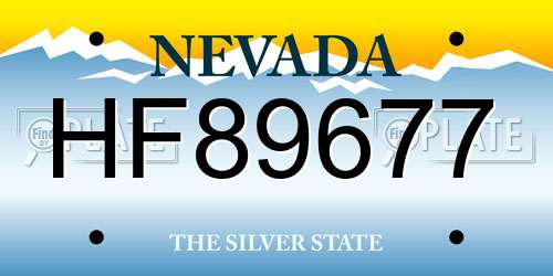 HF89677 Nevada License Plate