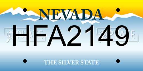 HFA2149 Nevada License Plate