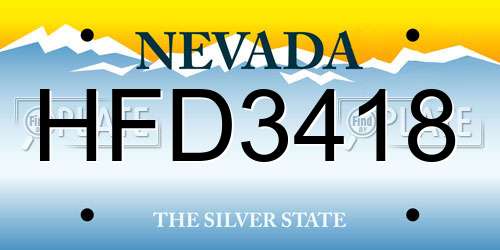 HFD3418 Nevada License Plate