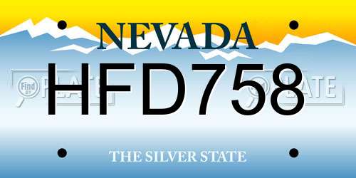 HFD758 Nevada License Plate