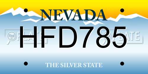 HFD785 Nevada License Plate