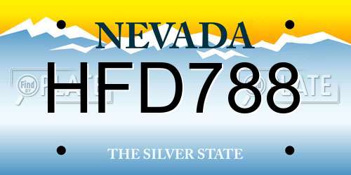 HFD788 Nevada License Plate