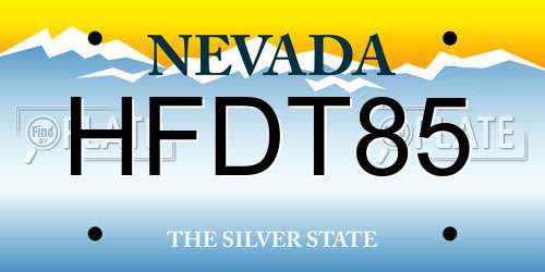 HFDT85 Nevada License Plate