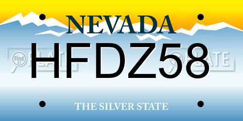 HFDZ58 Nevada License Plate