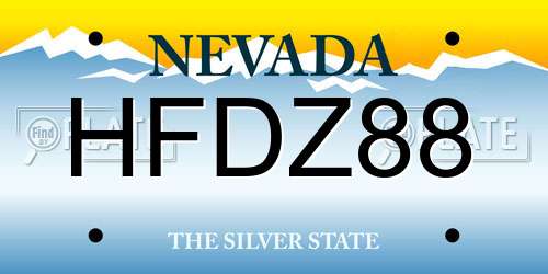 HFDZ88 Nevada License Plate