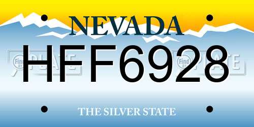 HFF6928 Nevada License Plate