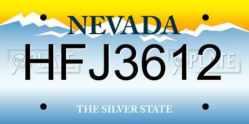 HFJ3612 Nevada License Plate