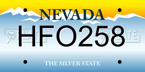 HFO258 Nevada License Plate