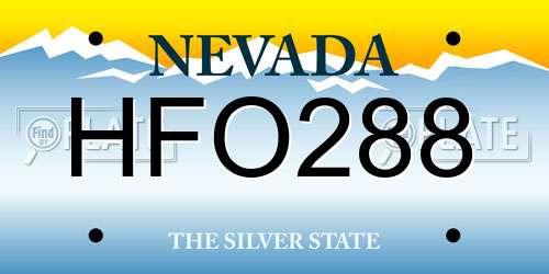 HFO288 Nevada License Plate