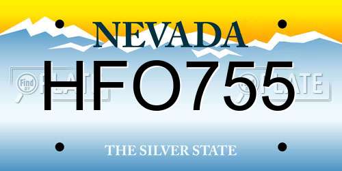 HFO755 Nevada License Plate