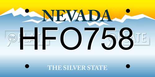 HFO758 Nevada License Plate