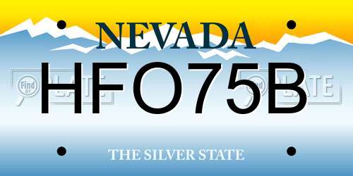HFO75B Nevada License Plate