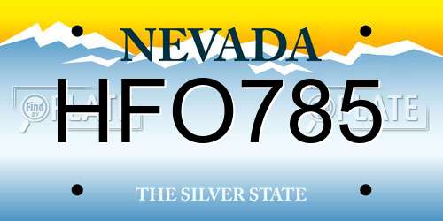 HFO785 Nevada License Plate