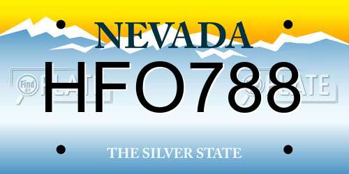 HFO788 Nevada License Plate