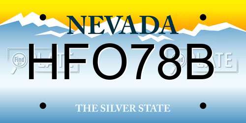 HFO78B Nevada License Plate