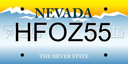 HFOZ55 Nevada License Plate