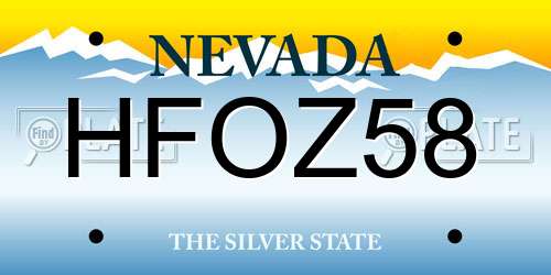 HFOZ58 Nevada License Plate