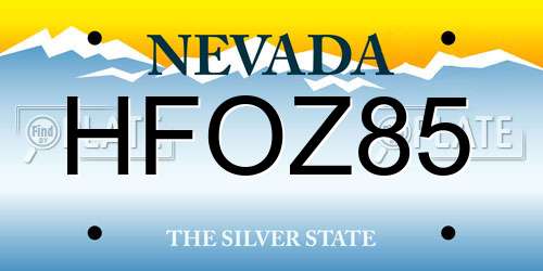 HFOZ85 Nevada License Plate