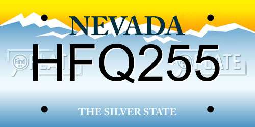 HFQ255 Nevada License Plate