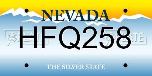 HFQ258 Nevada License Plate