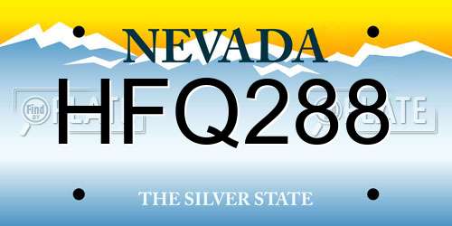 HFQ288 Nevada License Plate