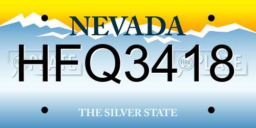 HFQ3418 Nevada License Plate