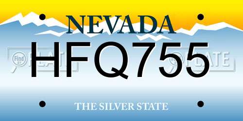 HFQ755 Nevada License Plate