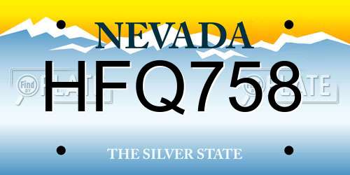 HFQ758 Nevada License Plate