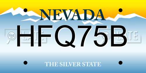 HFQ75B Nevada License Plate
