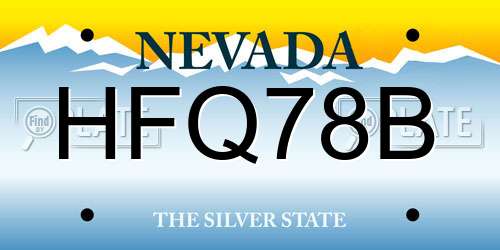 HFQ78B Nevada License Plate