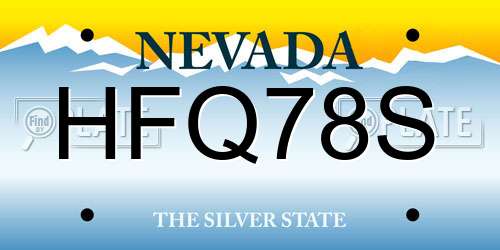 HFQ78S Nevada License Plate