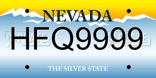 HFQ9999 Nevada License Plate