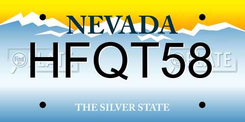 HFQT58 Nevada License Plate