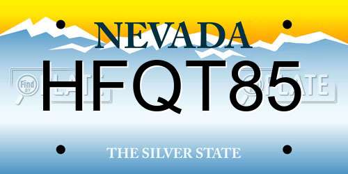 HFQT85 Nevada License Plate