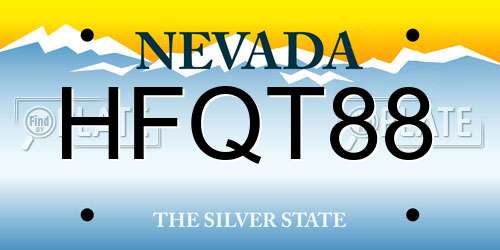 HFQT88 Nevada License Plate