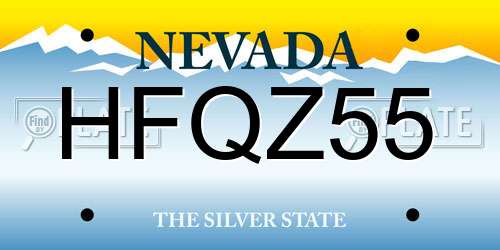 HFQZ55 Nevada License Plate