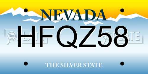 HFQZ58 Nevada License Plate