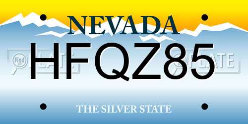 HFQZ85 Nevada License Plate
