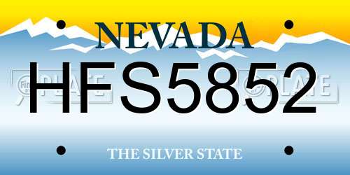 HFS5852 Nevada License Plate