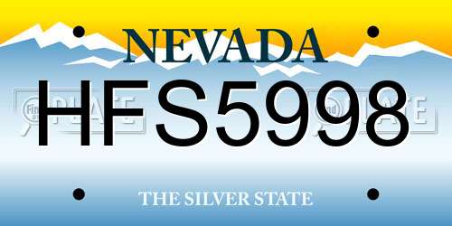 HFS5998 Nevada License Plate