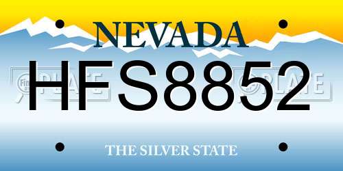 HFS8852 Nevada License Plate