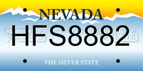 HFS8882 Nevada License Plate