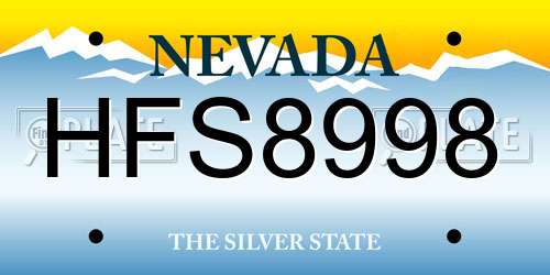 HFS8998 Nevada License Plate